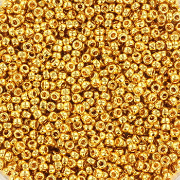 Gold glass beads, Miyuki Rocailles SEED BEADS, 24 KT GOLD PLAPED, Thic –  Beadhouse of Copenhagen