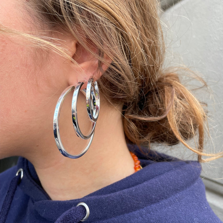 Hoops, earrings square profile, sterling 3 x 36 | €21,95